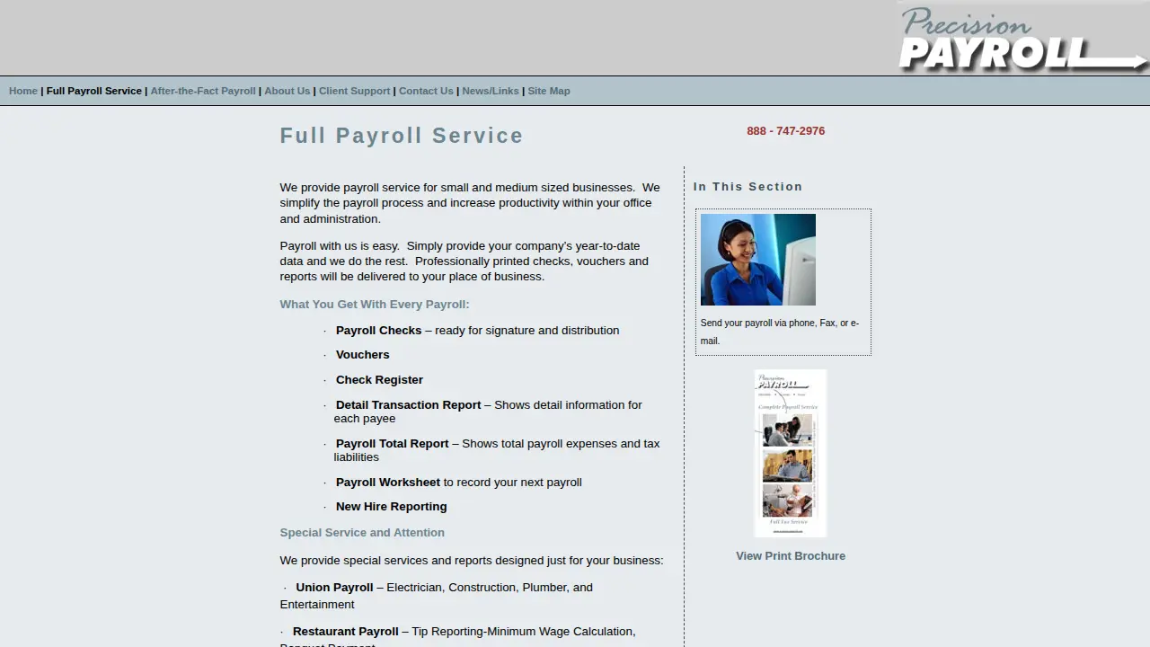 Precision Payroll page