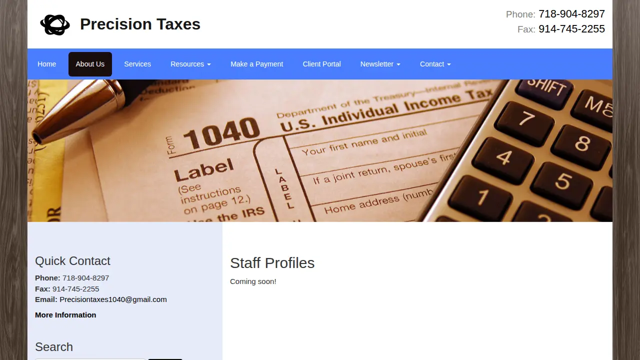 Precision Taxes page