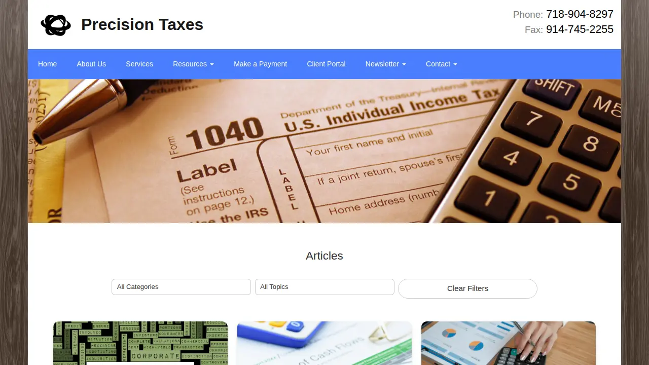 Precision Taxes page