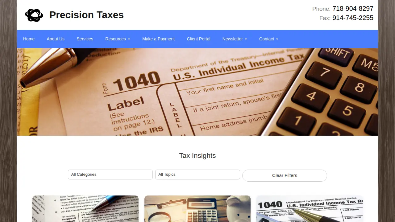 Precision Taxes page