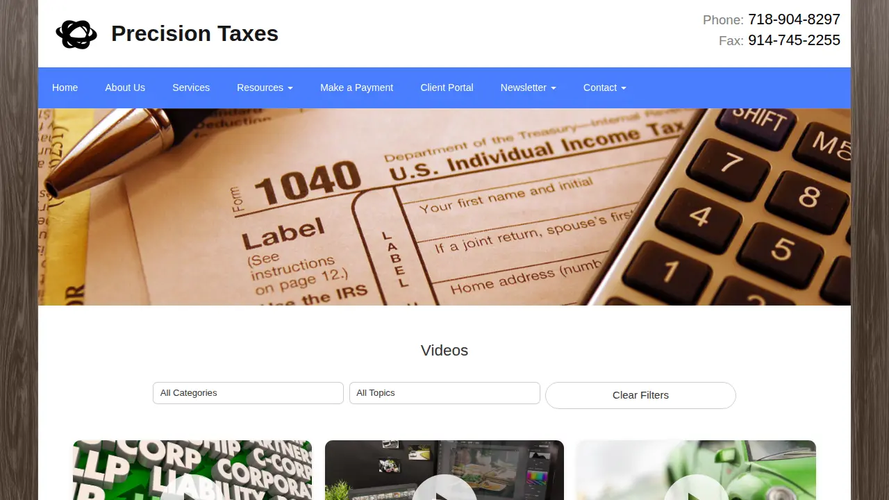 Precision Taxes page