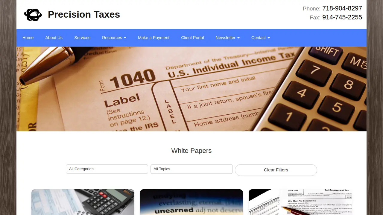 Precision Taxes page