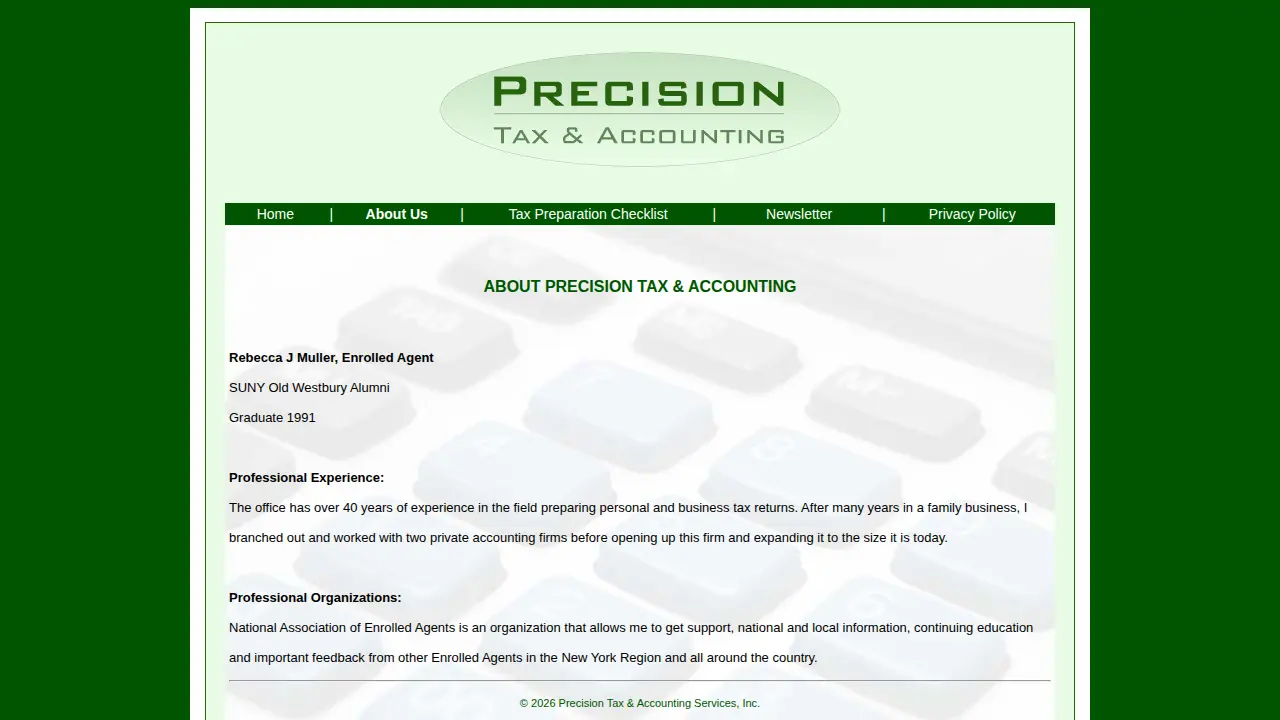 Precision Tax & Accounting page