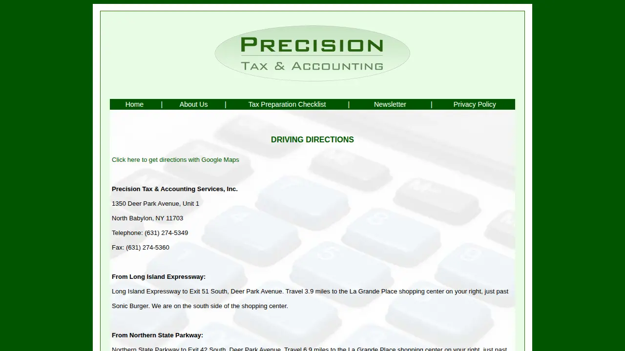 Precision Tax & Accounting page