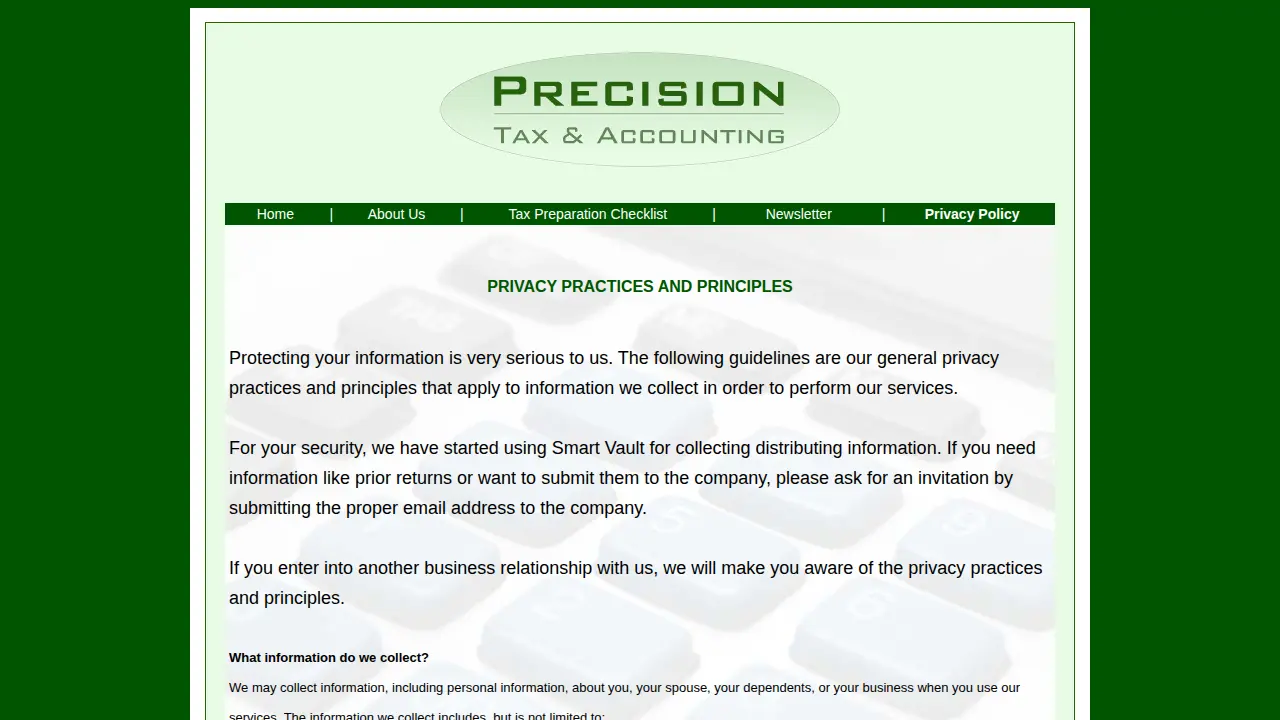Precision Tax & Accounting page
