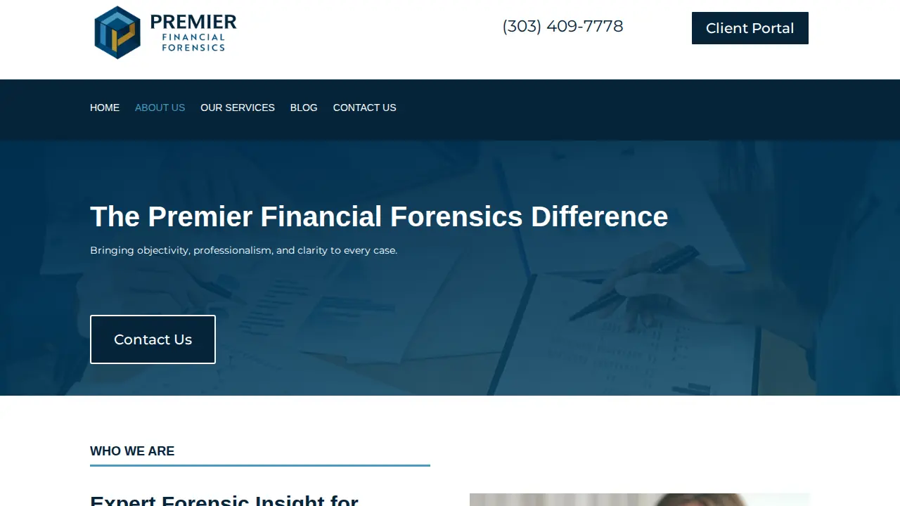 Premier Financial Forensics page