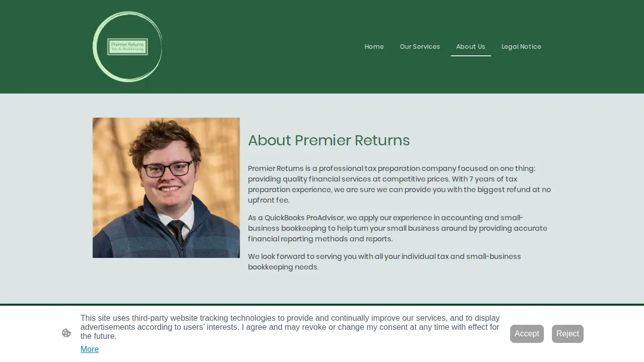 Premier Returns Tax & Bookkeeping page