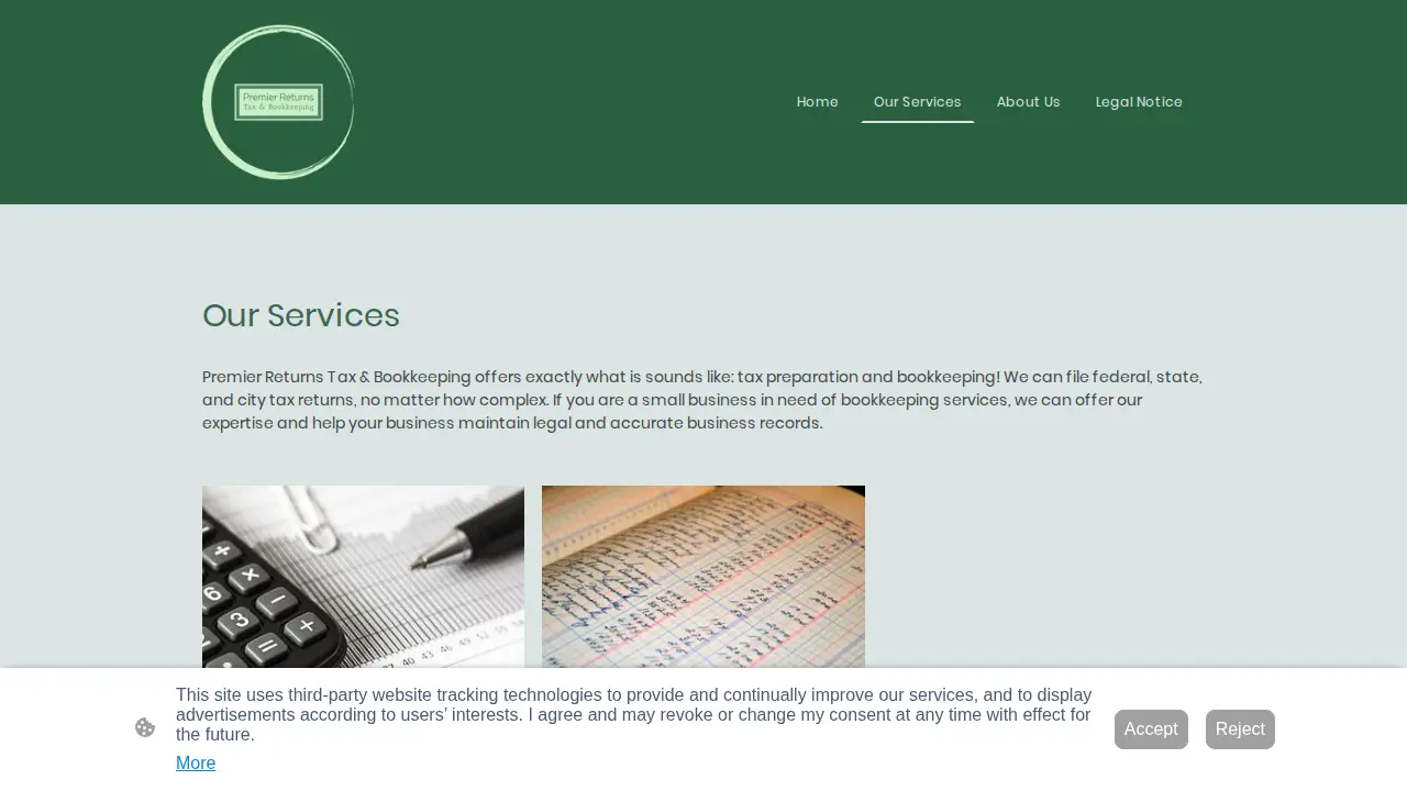 Premier Returns Tax & Bookkeeping page