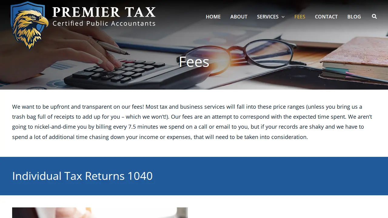Premier Tax CPAs page