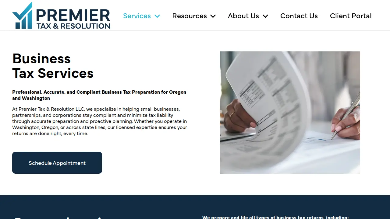 Premier Tax & Resolution page