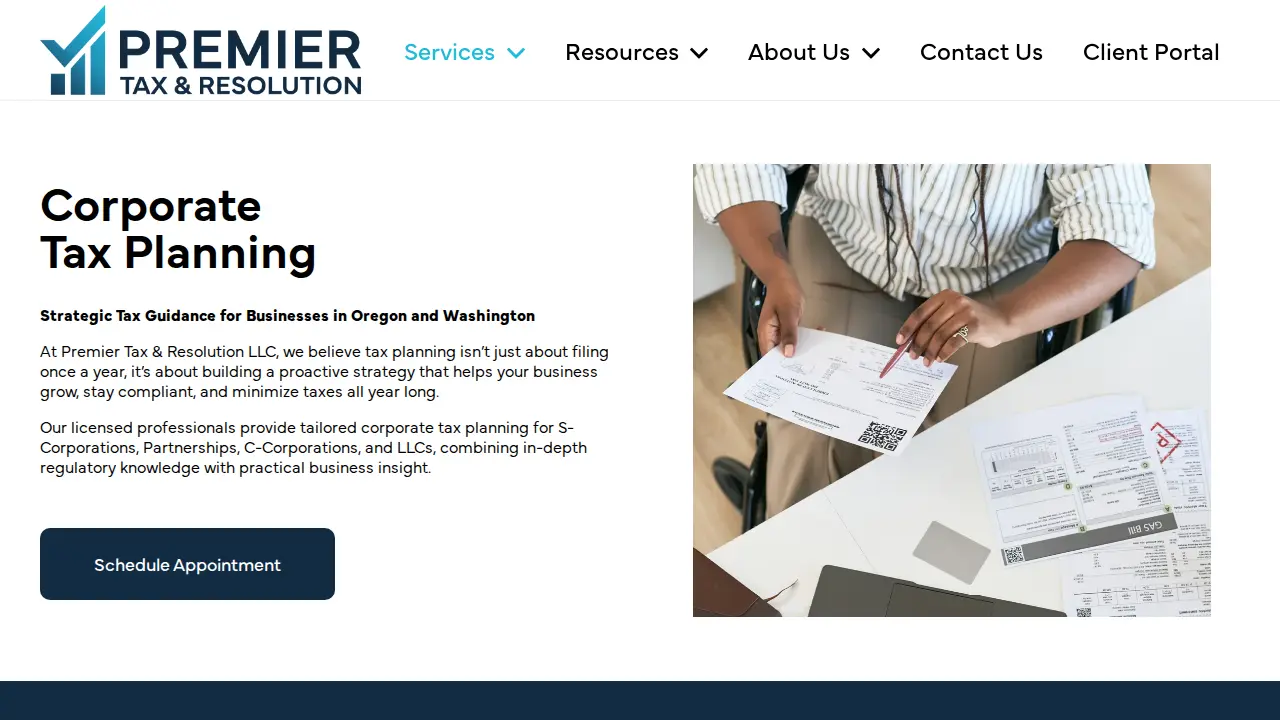Premier Tax & Resolution page
