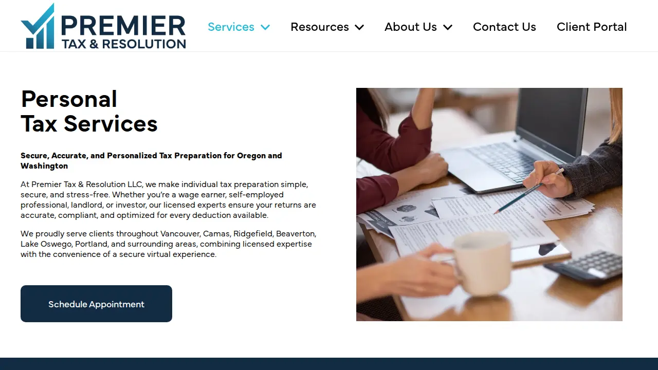 Premier Tax & Resolution page