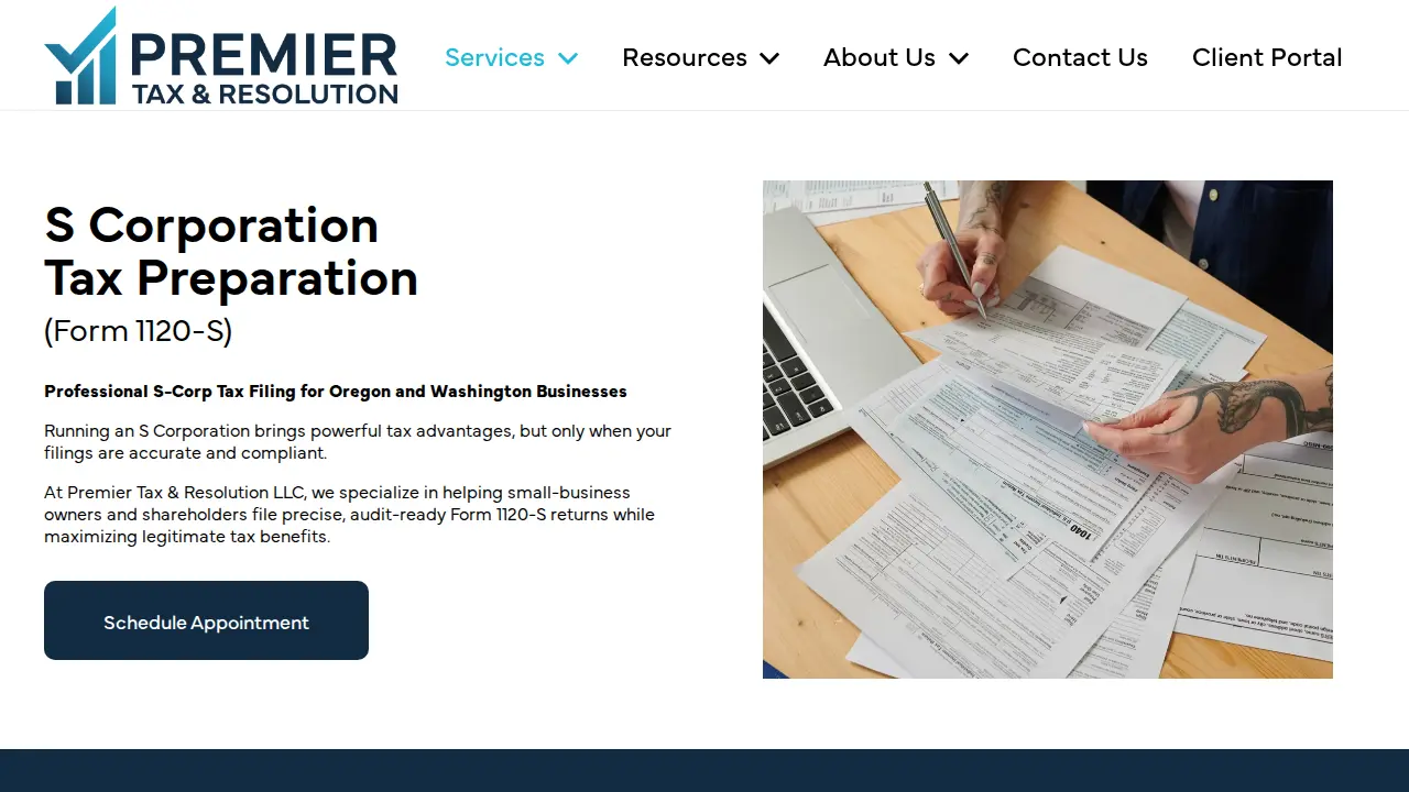 Premier Tax & Resolution page