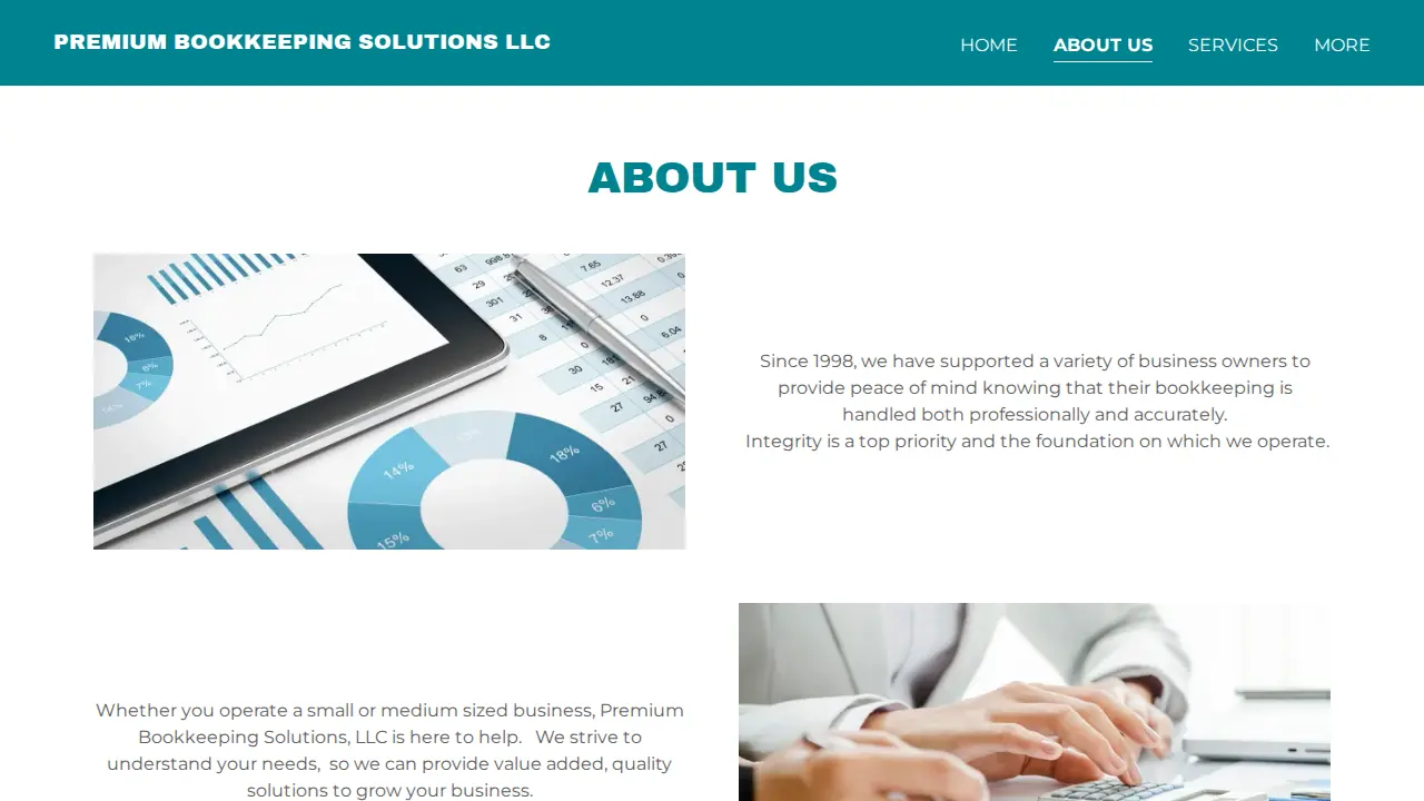 Premium Bookkeeping Solutions page