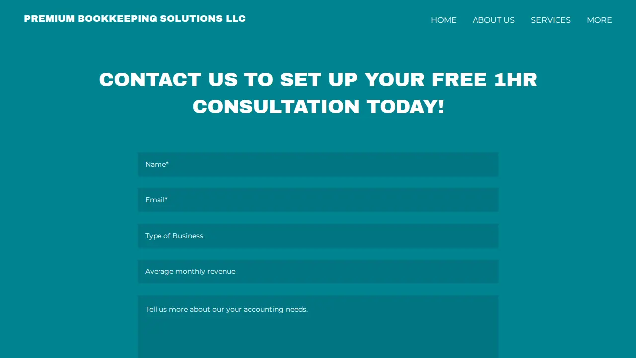 Premium Bookkeeping Solutions page