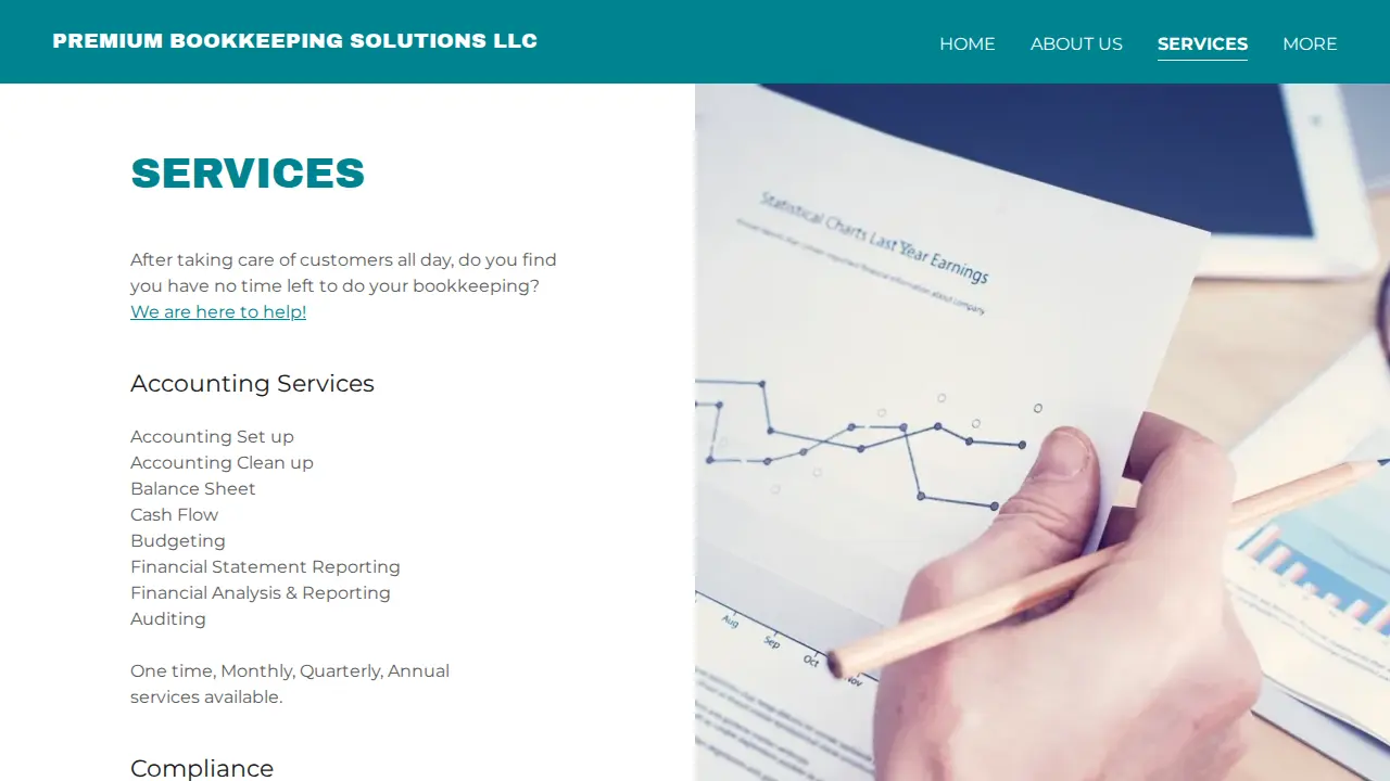 Premium Bookkeeping Solutions page