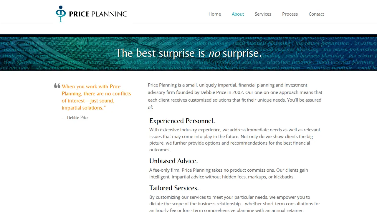 Price Planning page