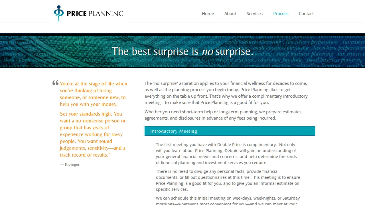 Price Planning page