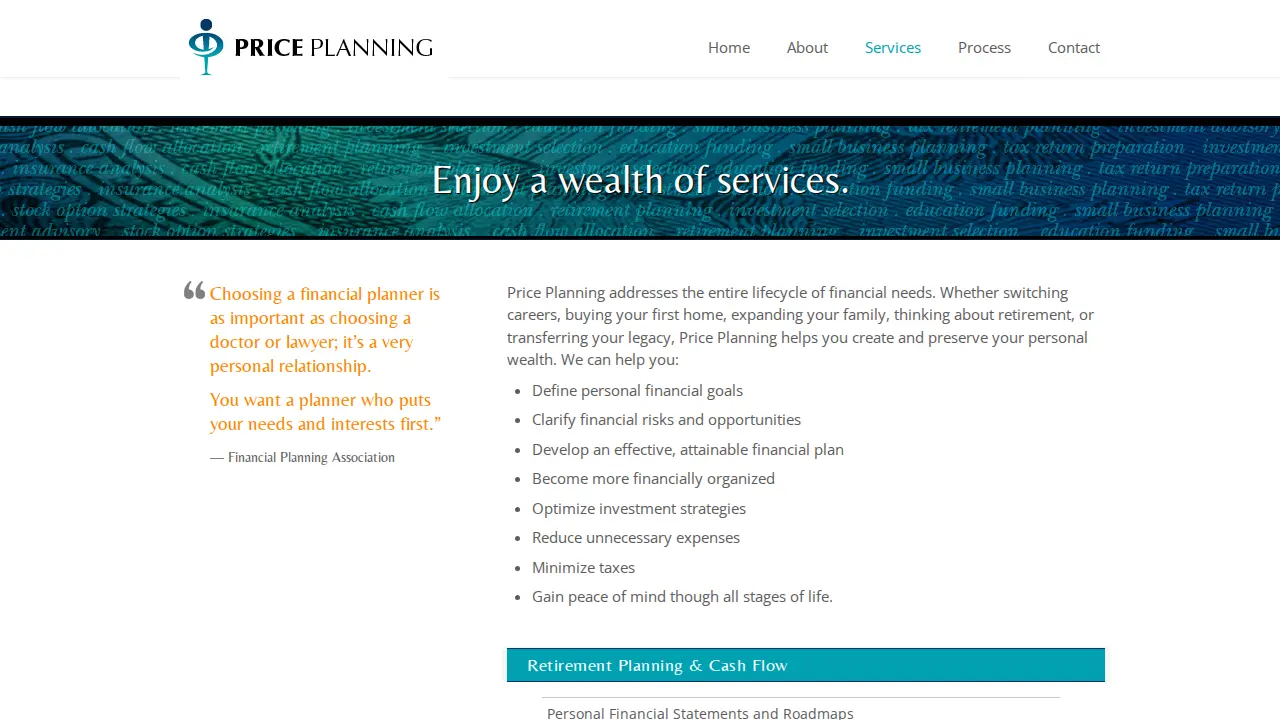 Price Planning page
