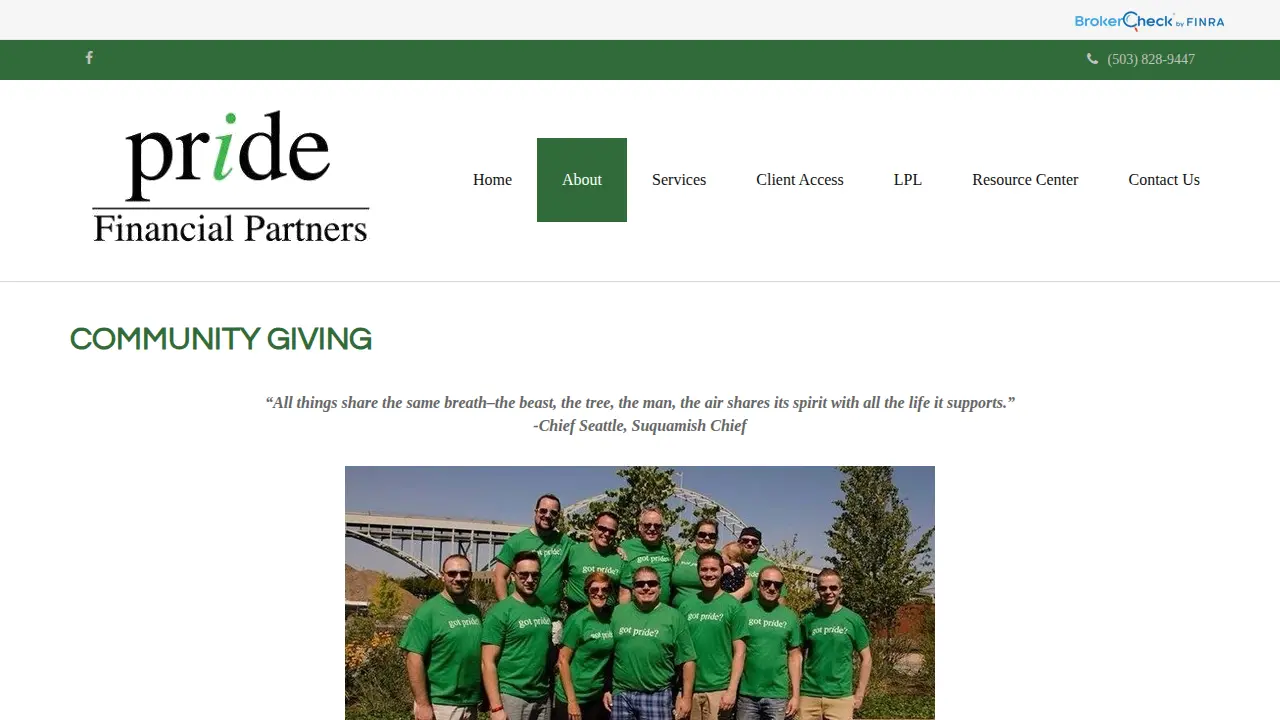 Pride Financial Partners page