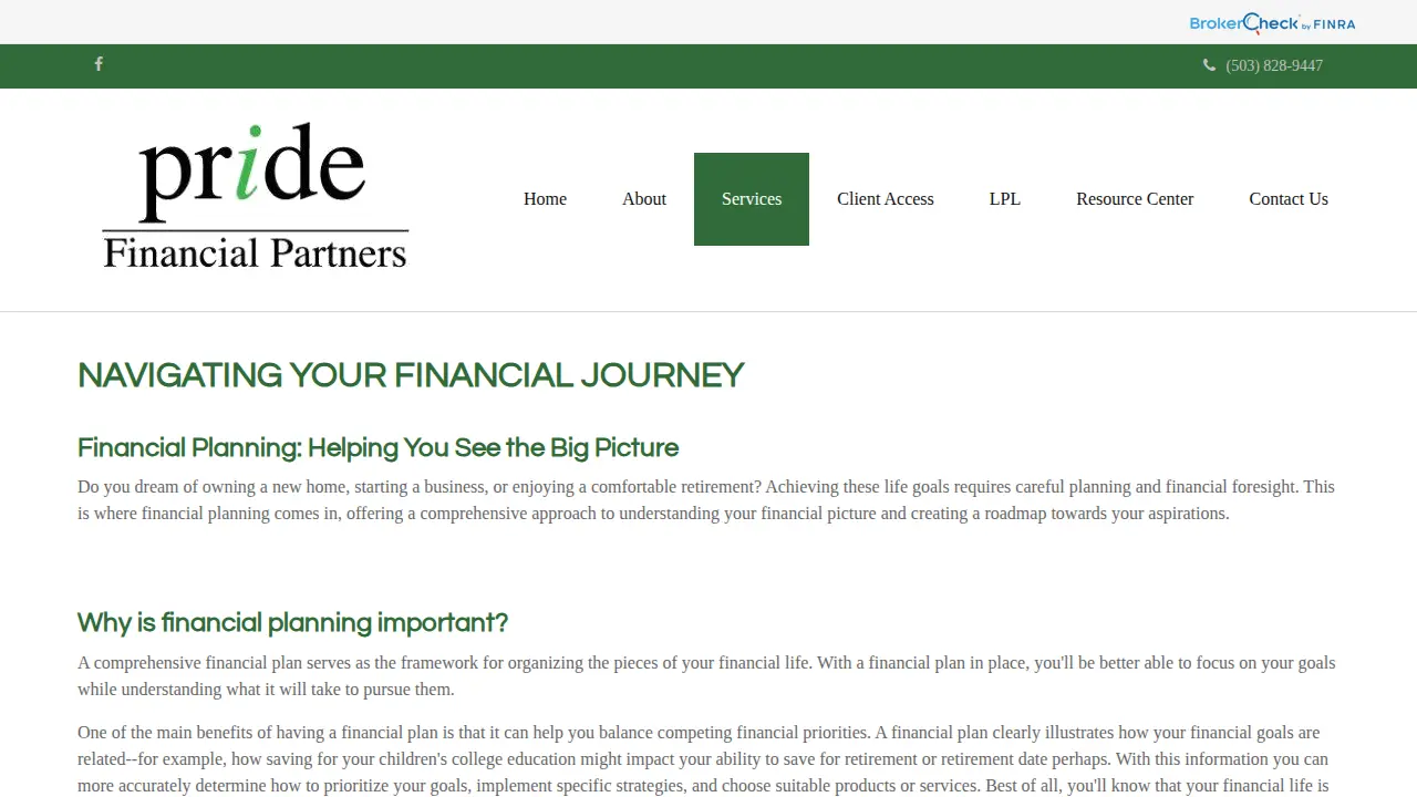 Pride Financial Partners page