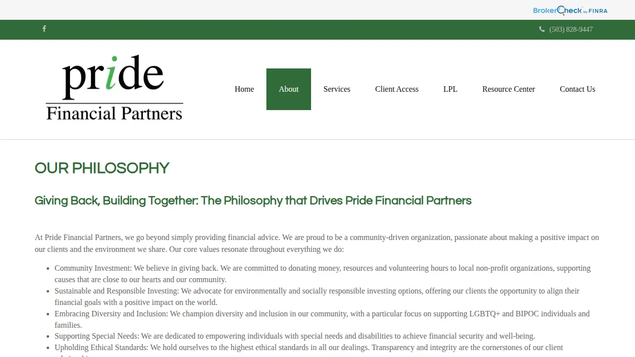 Pride Financial Partners page