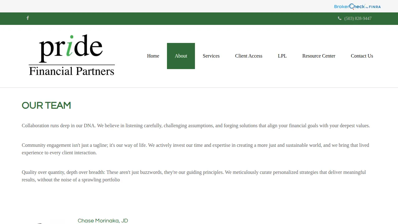 Pride Financial Partners page