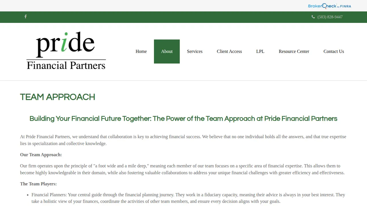 Pride Financial Partners page