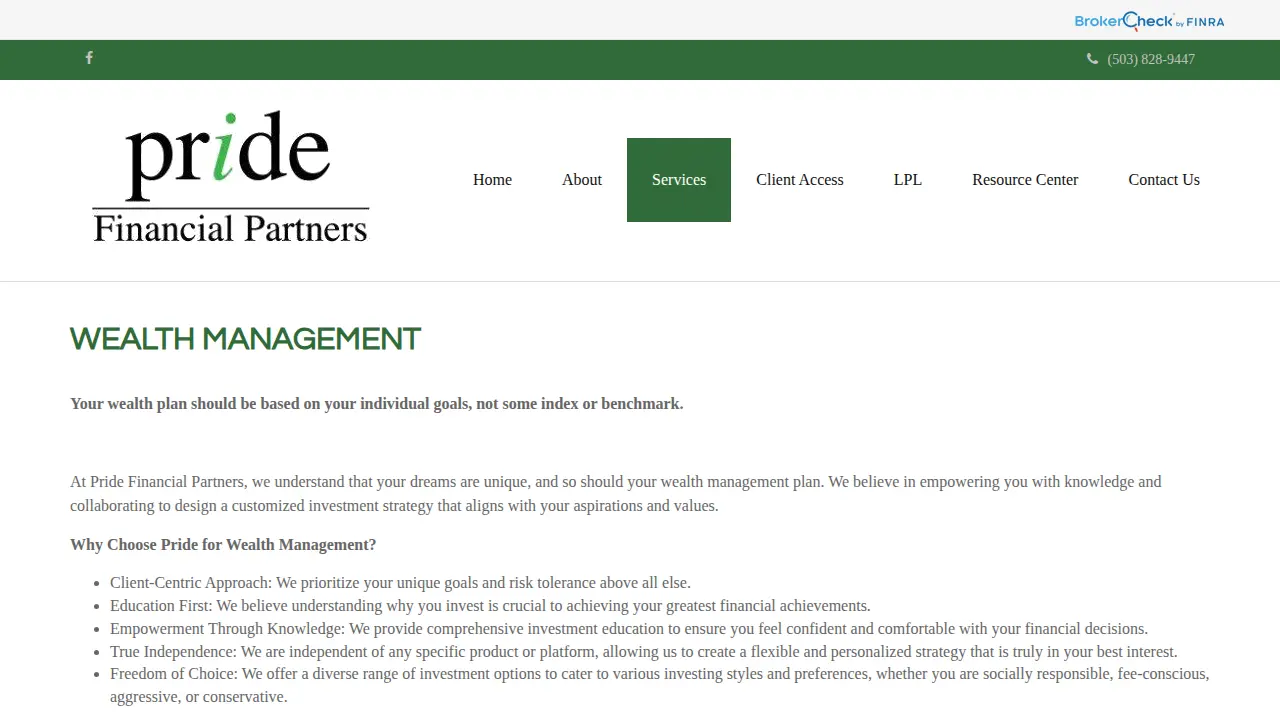 Pride Financial Partners page