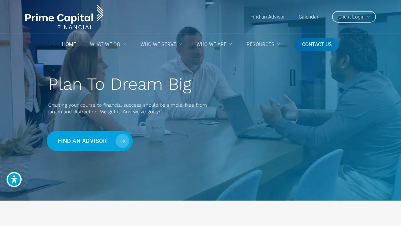 Prime Capital Financial page