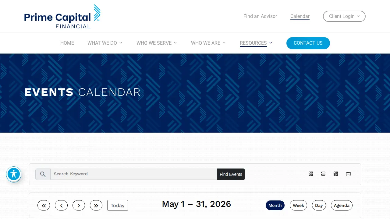 Prime Capital Financial page