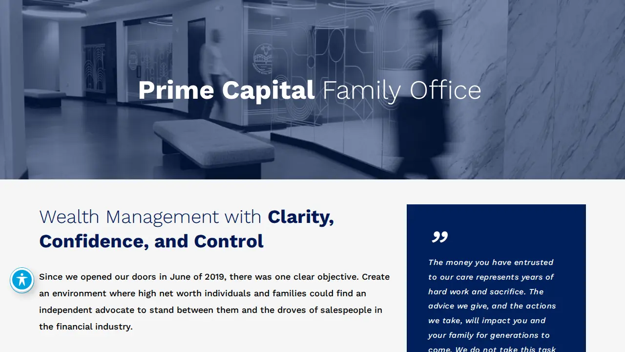 Prime Capital Financial page