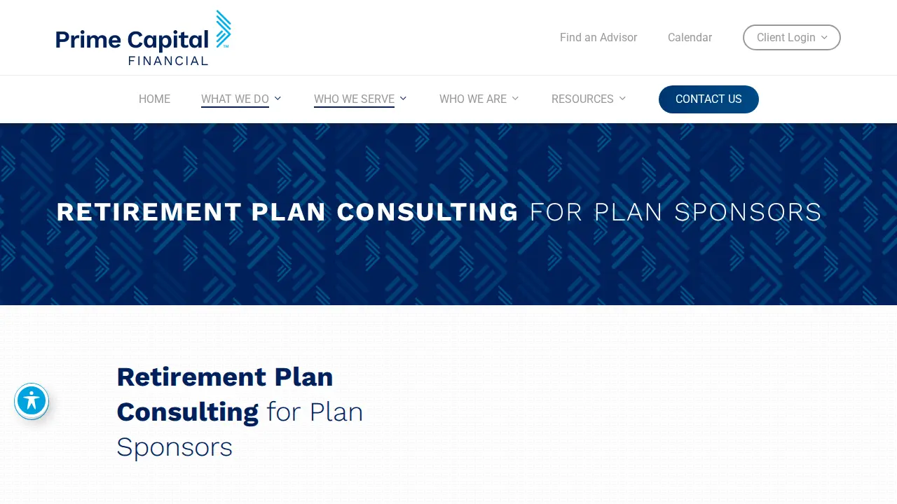 Prime Capital Financial page