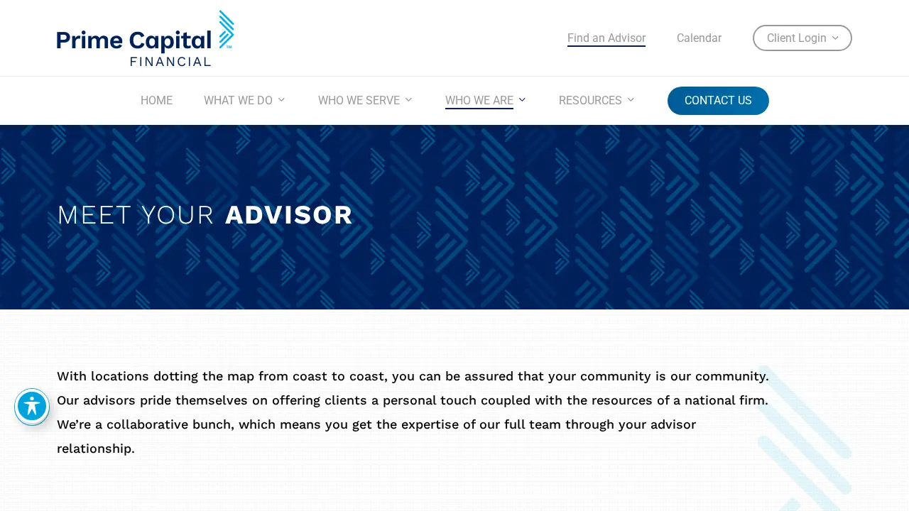 Prime Capital Financial page