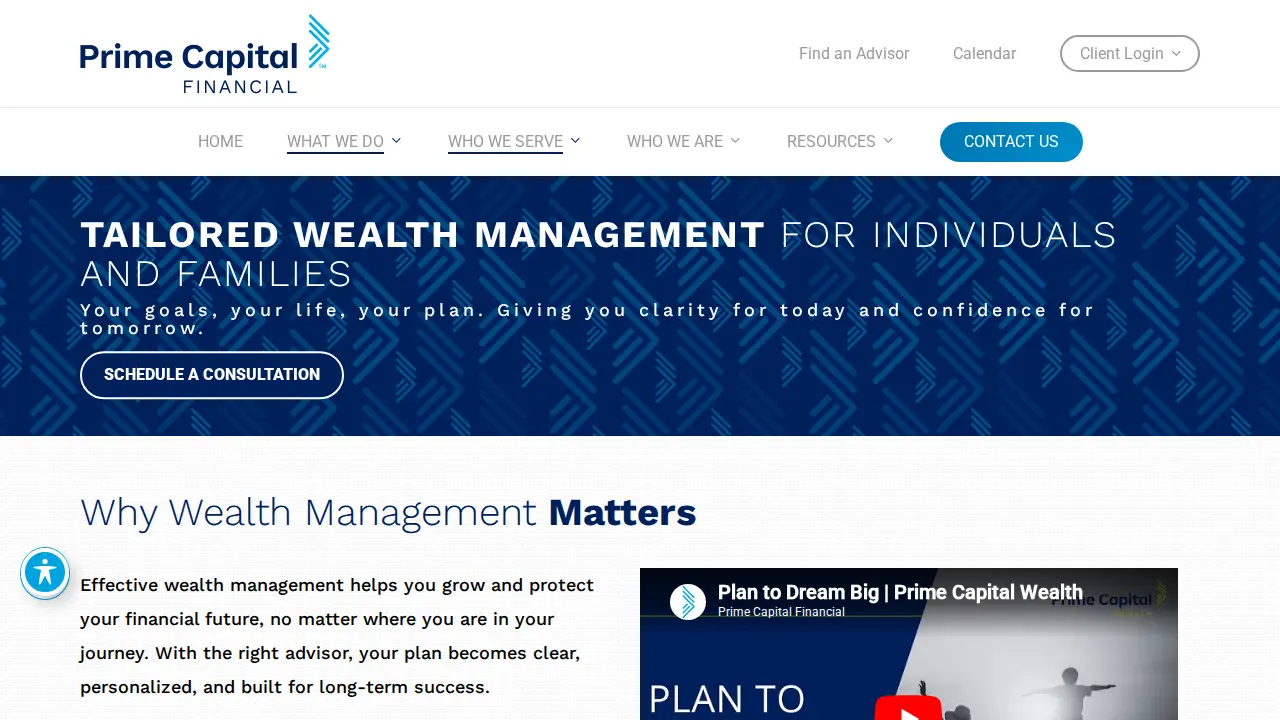 Prime Capital Financial page