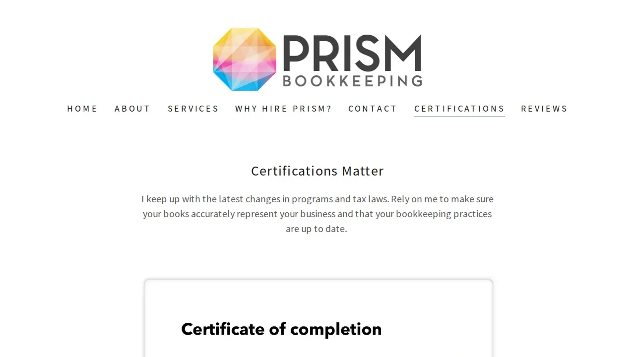 Prism Bookkeeping & Business Management LLC page