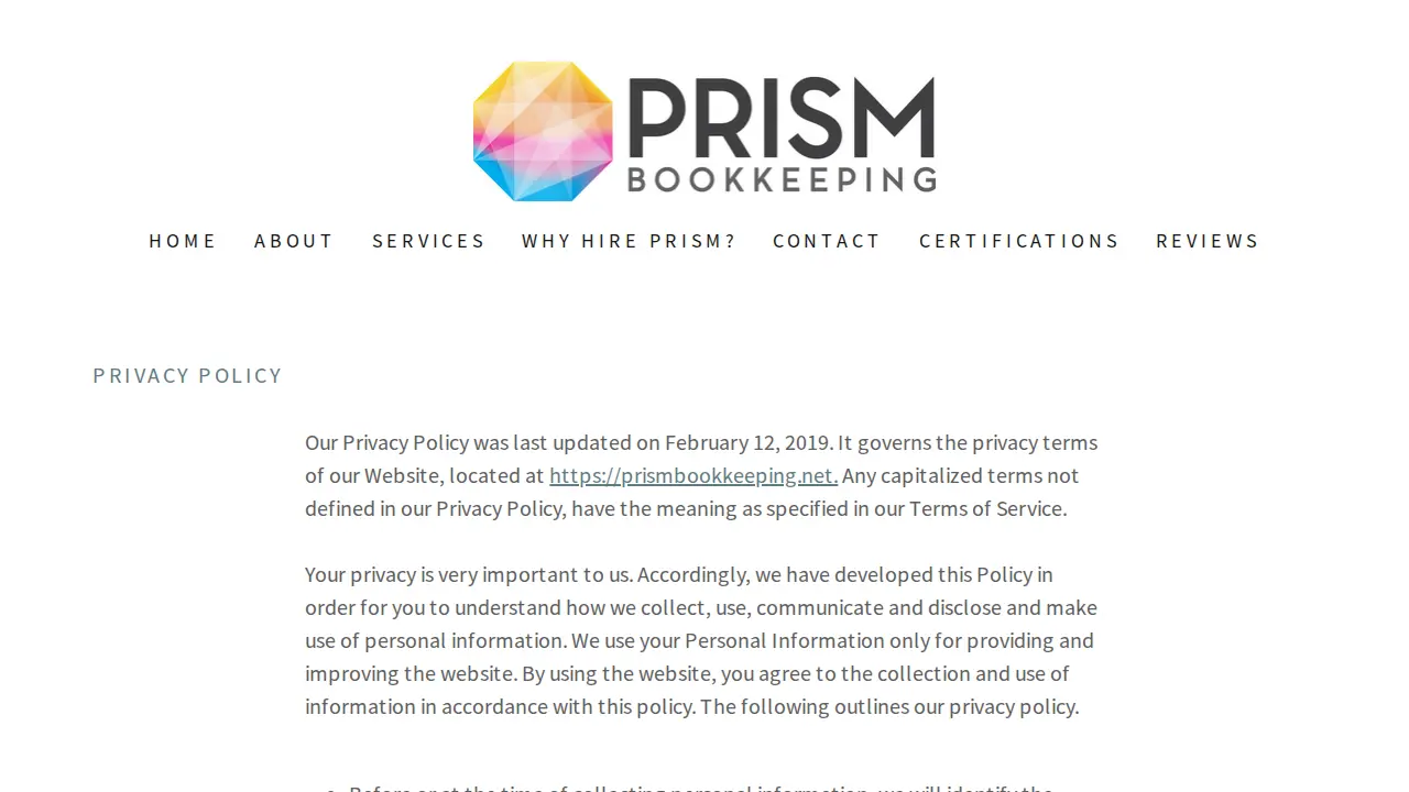 Prism Bookkeeping & Business Management LLC page