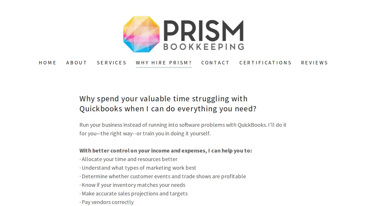 Prism Bookkeeping & Business Management LLC page