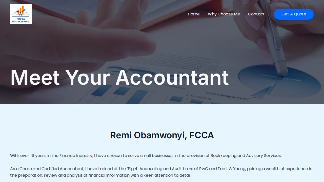 Proba Bookkeeping page