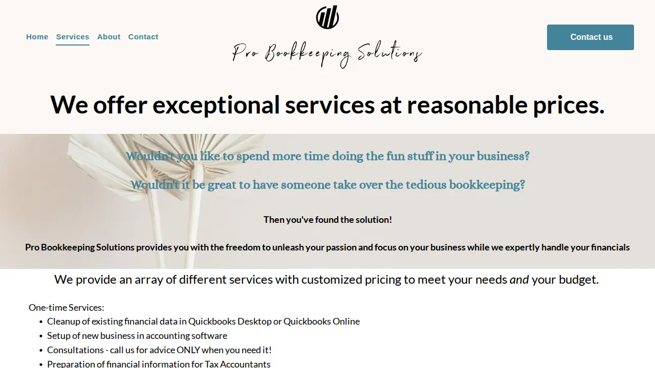 Pro Bookkeeping Solutions, LLC. page