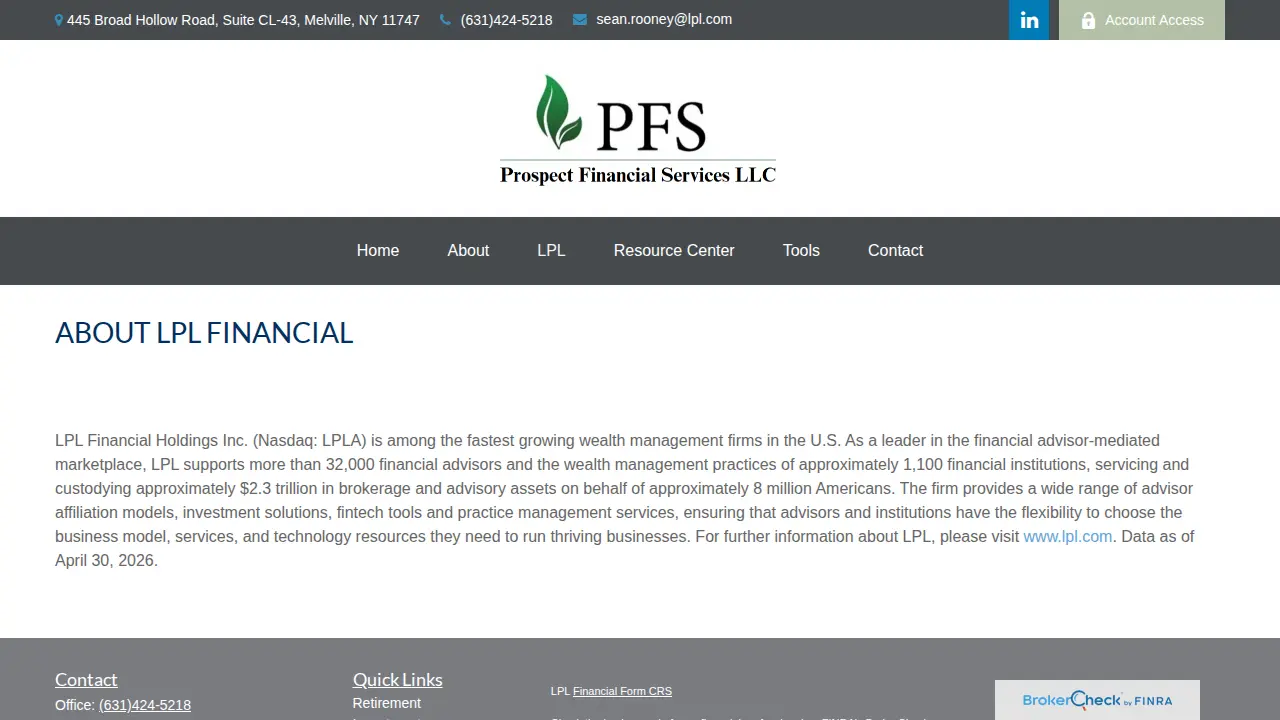 Prospect Financial Services LLC page