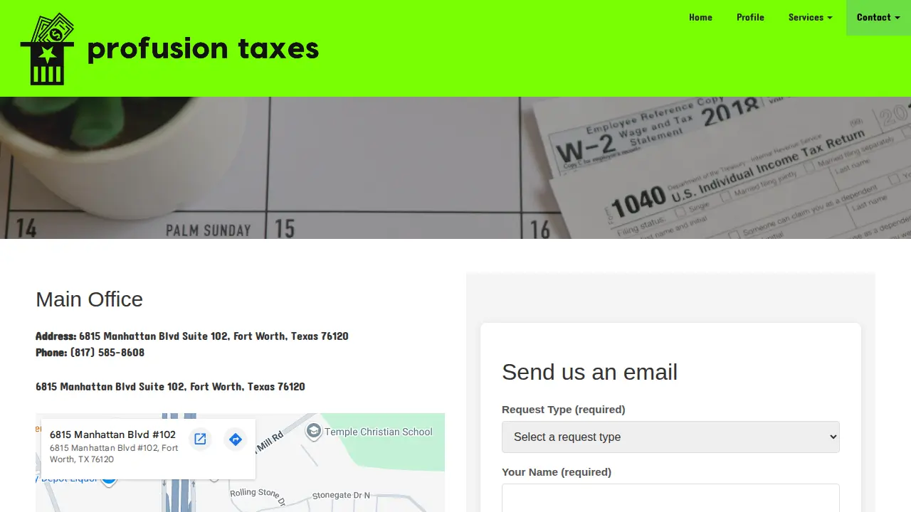 Profusion Taxes page