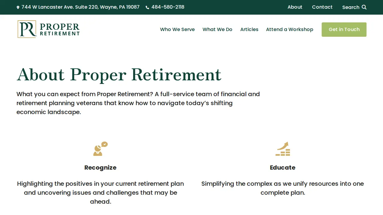 Proper Retirement page