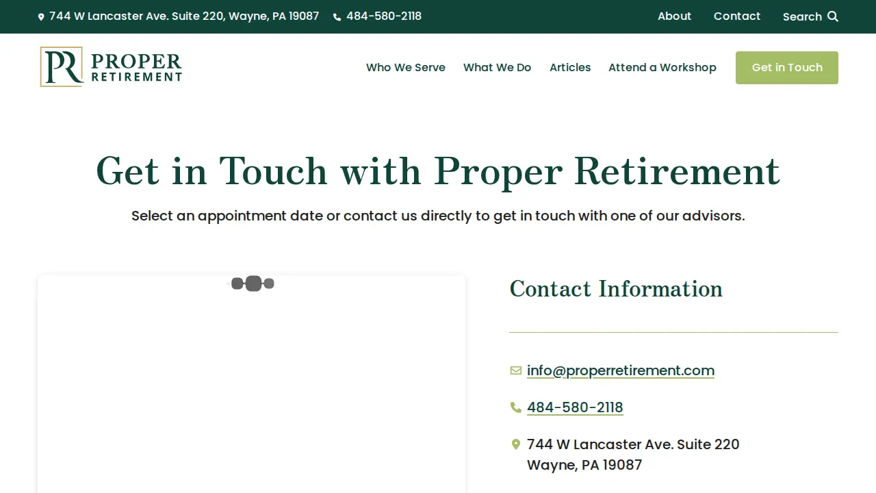 Proper Retirement page