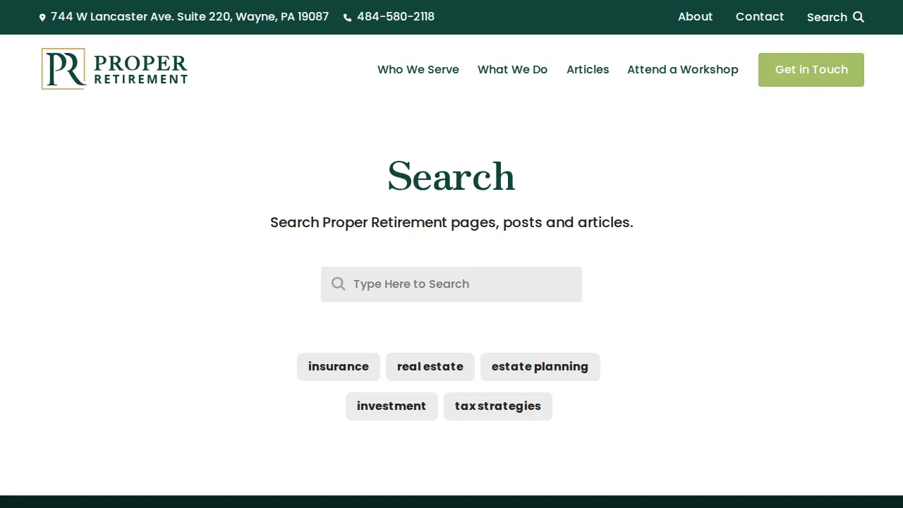 Proper Retirement page