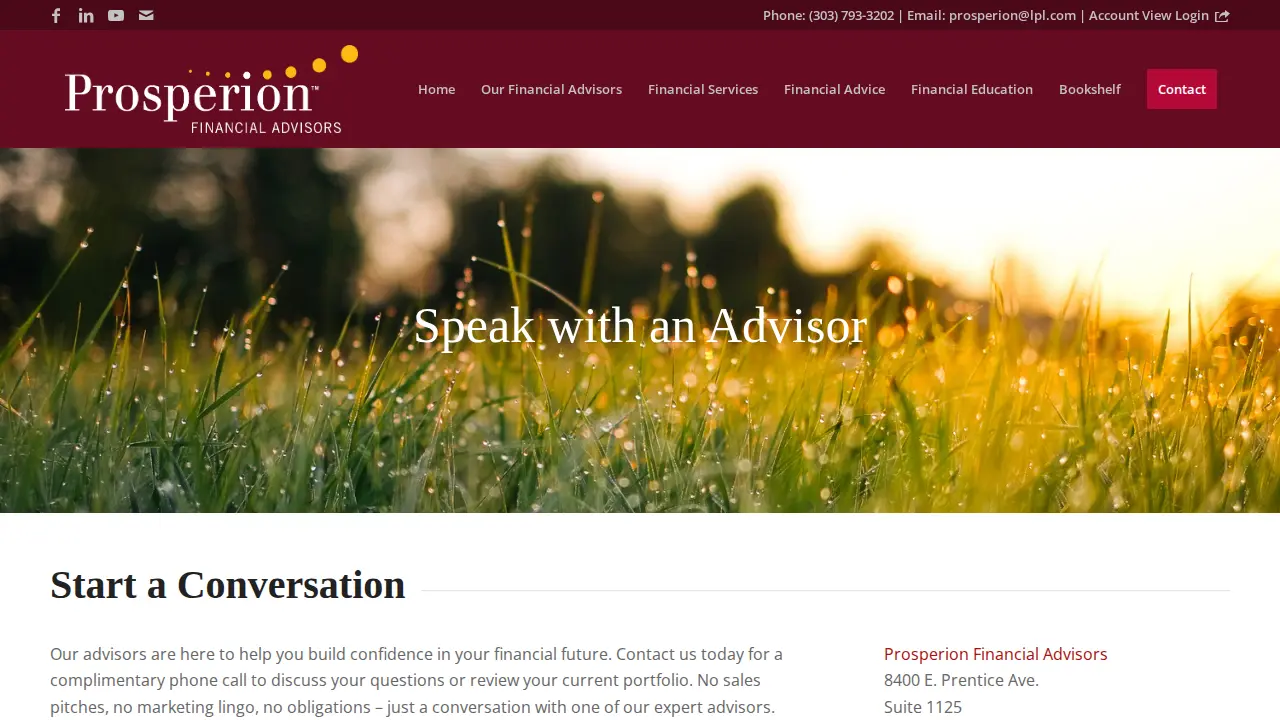 Prosperion Financial Advisors page