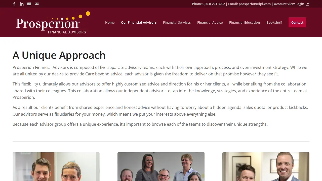 Prosperion Financial Advisors page