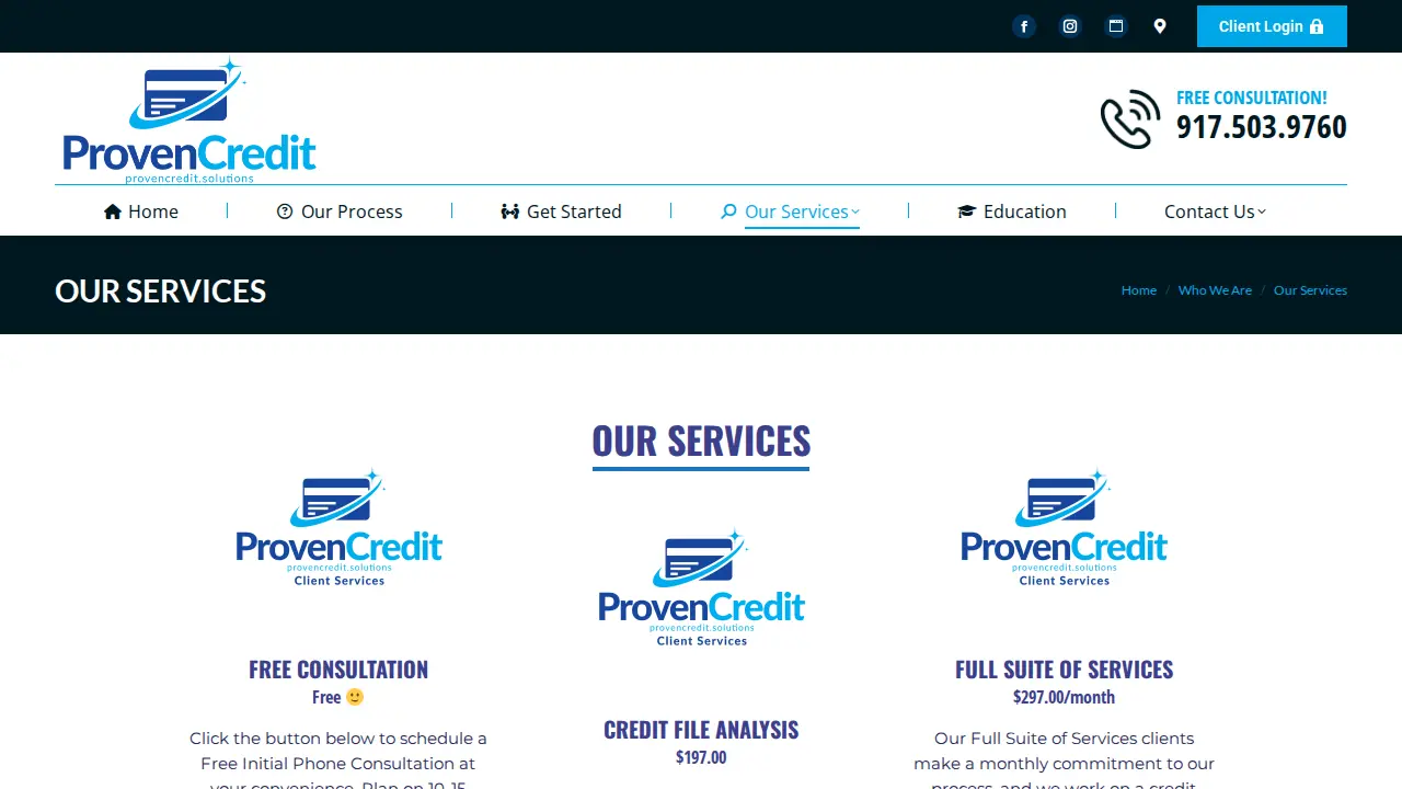 Proven Credit Solutions page