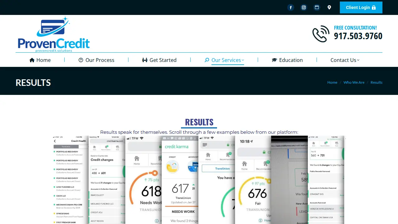 Proven Credit Solutions page