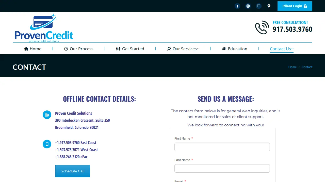 Proven Credit Solutions page